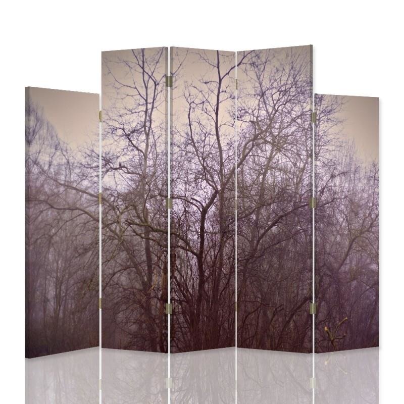 Decorative Aizslietnis, 5 paneļi, Divpusējs, kanva, November Trees In The Fog 