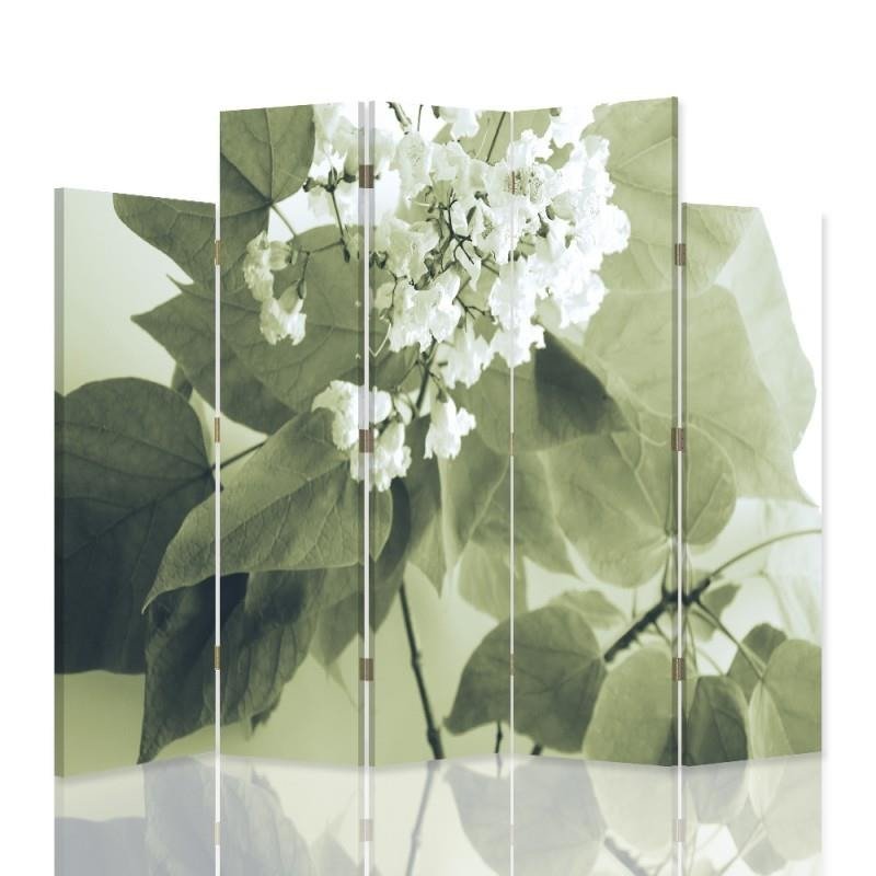 Decorative Aizslietnis, 5 paneļi, Divpusējs, kanva, White Flower 