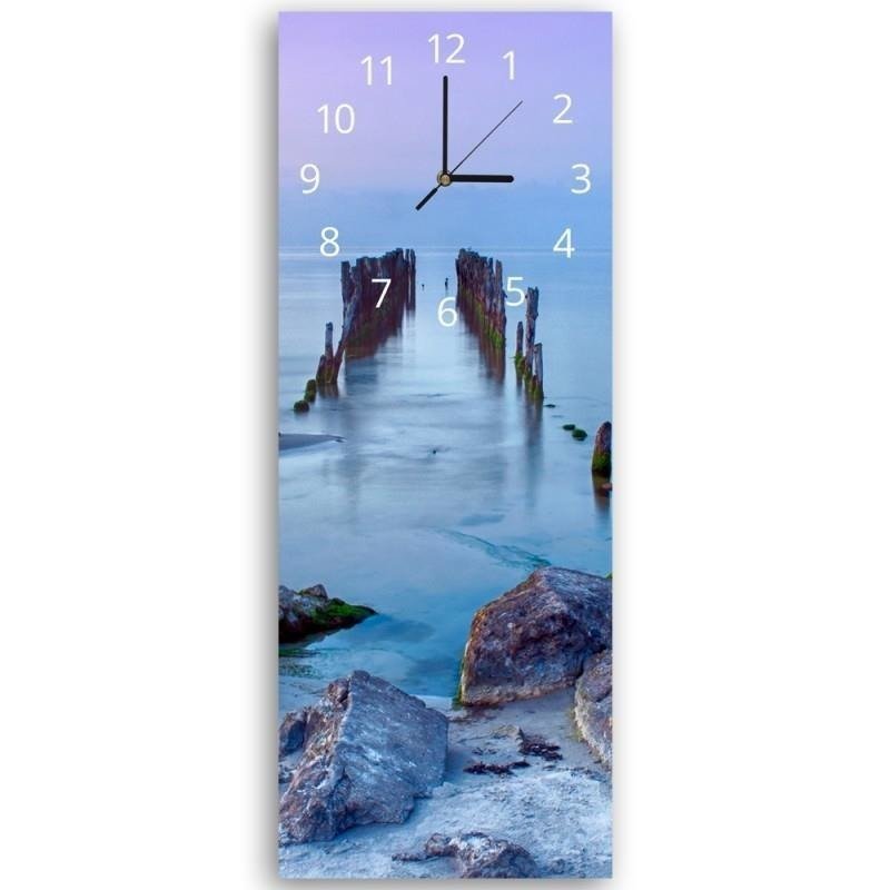 Dekoratīvais sienas pulkstenis ar jūras skatu - Tilta paliekas