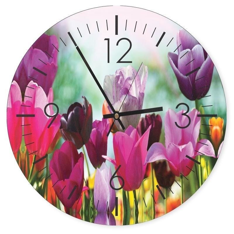 Dekoratīvais sienas pulkstenis Colourful tulips 