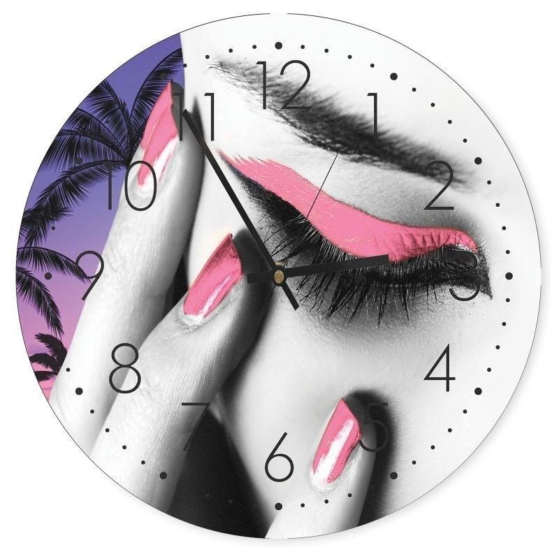 Dekoratīvais sienas pulkstenis Pink makeup 