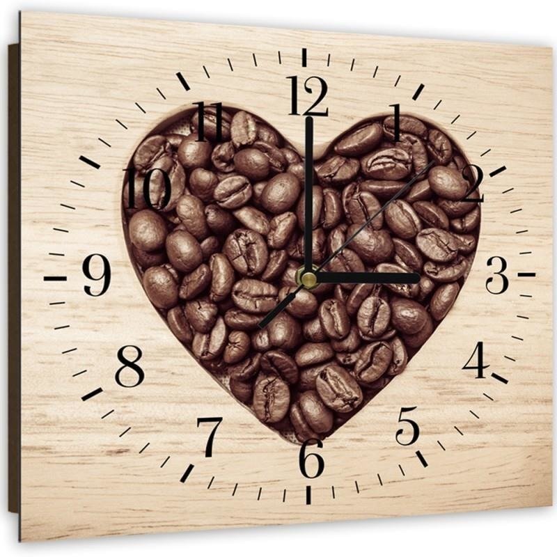 Dekoratīvais sienas pulkstenis - Kafijas pupiņas sirds formā
