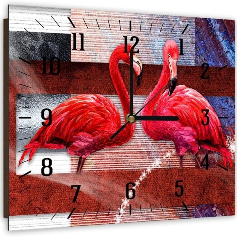 Dekoratīvais sienas pulkstenis Pair of flamingos 2 