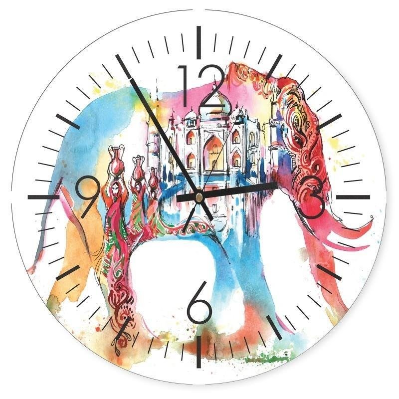 Dekoratīvais sienas pulkstenis A colorful elephant 