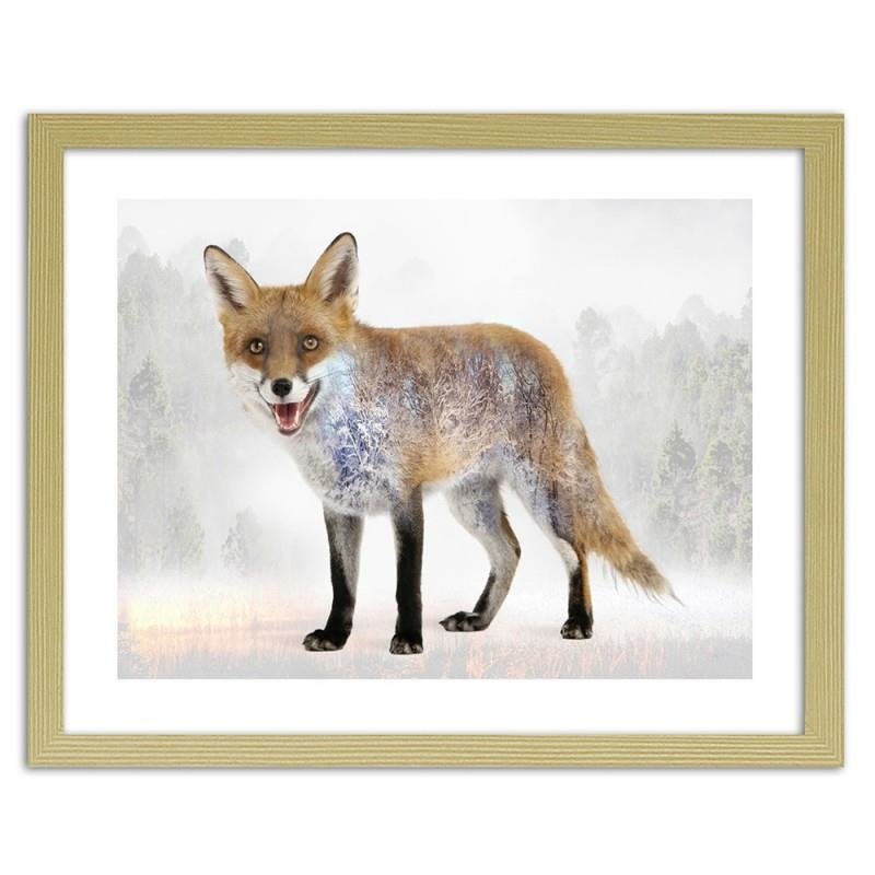 Glezna bēšā rāmī - Brown fox 