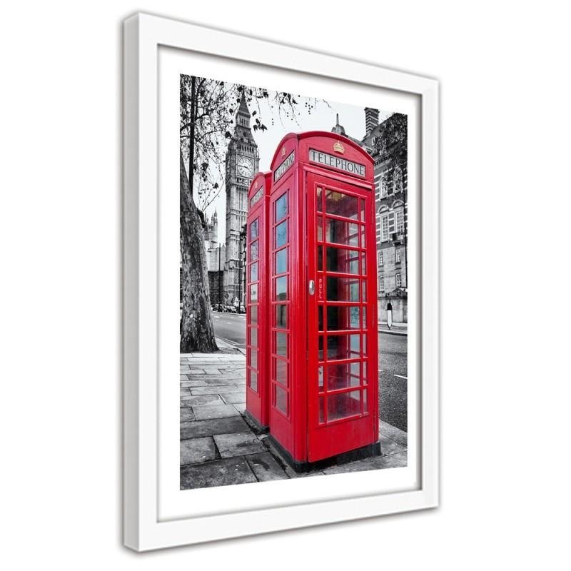 Glezna baltā rāmī - A red phone booth in London 
