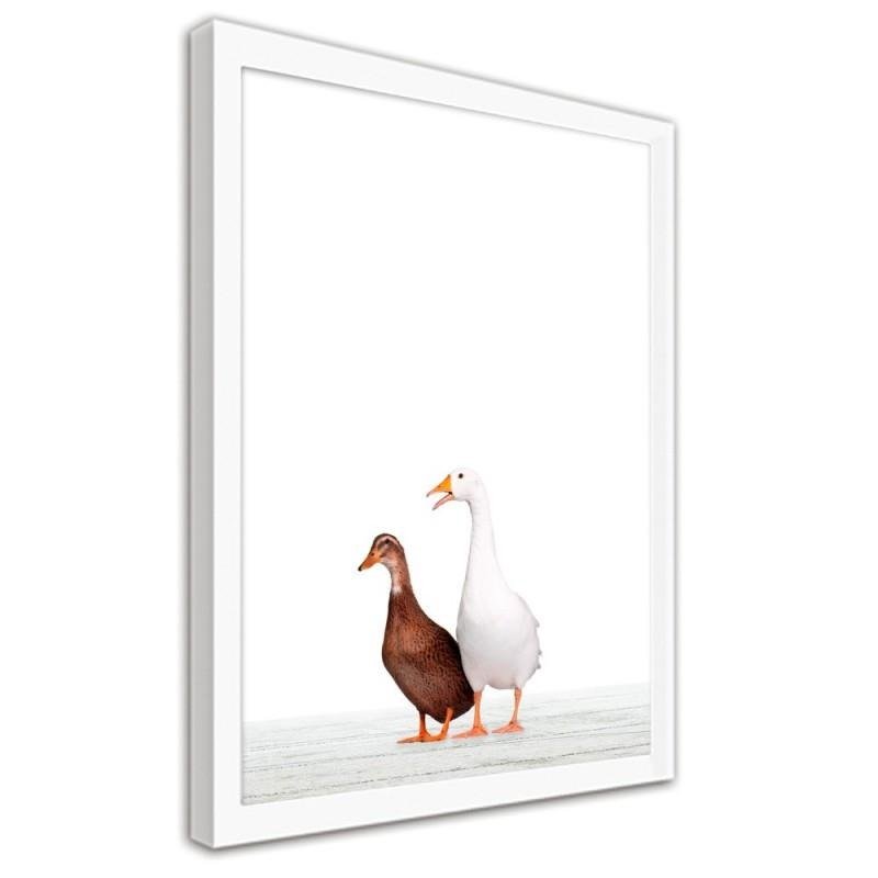 Glezna baltā rāmī - Goose and duck 