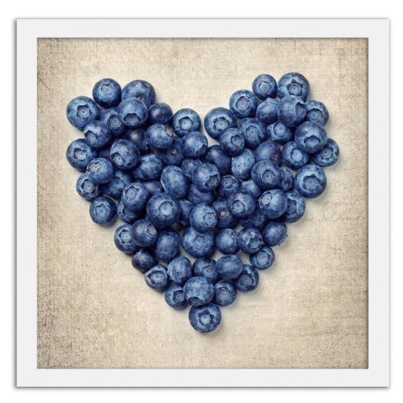 Glezna baltā rāmī - Blueberry heart 