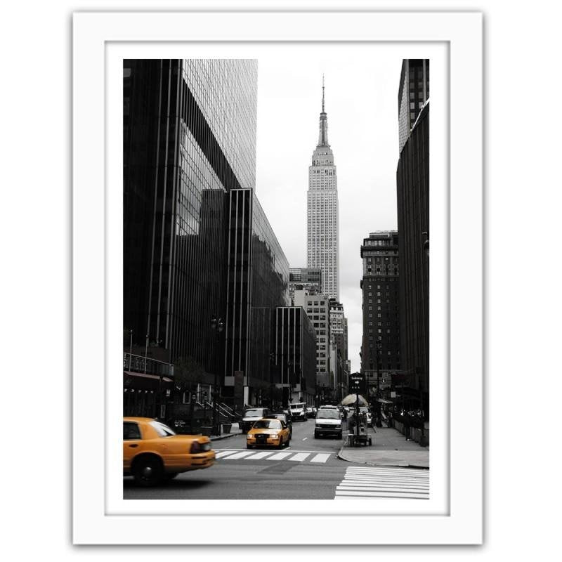 Glezna baltā rāmī - Manhattan - taxi 