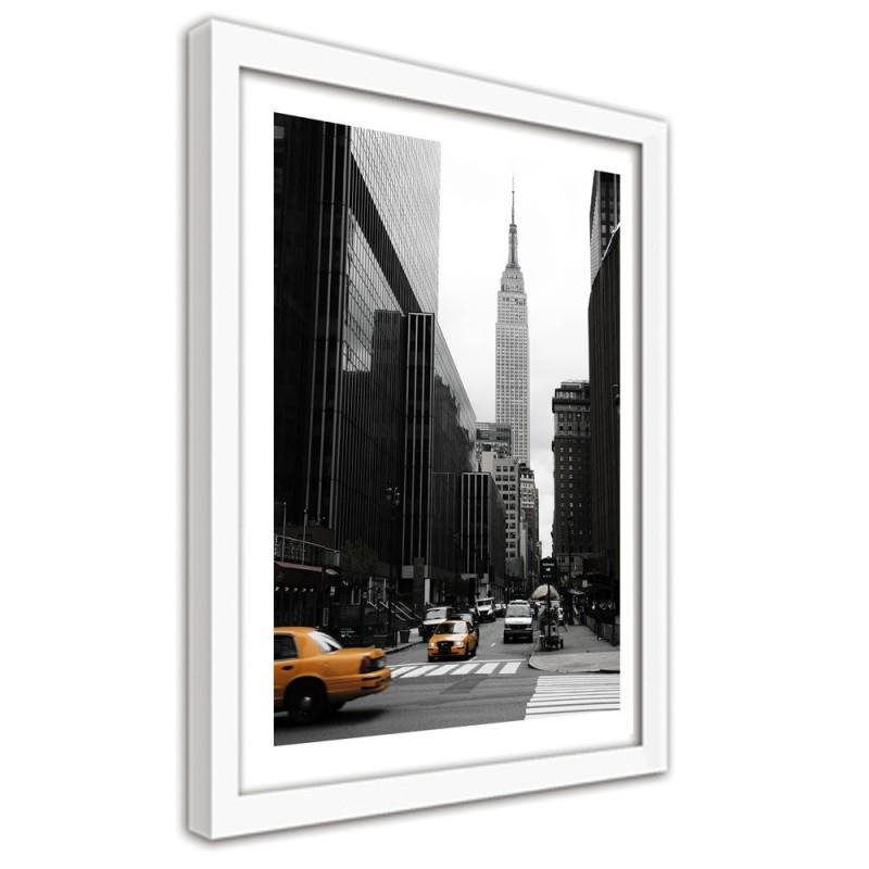 Glezna baltā rāmī - Manhattan - taxi 