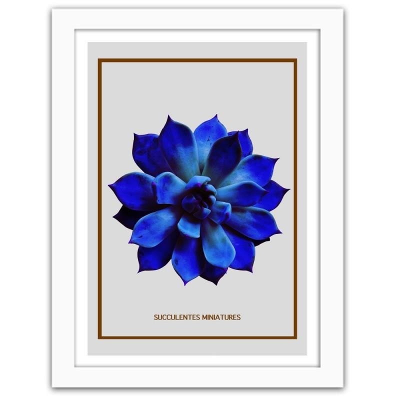 Glezna baltā rāmī - Blue cactus 