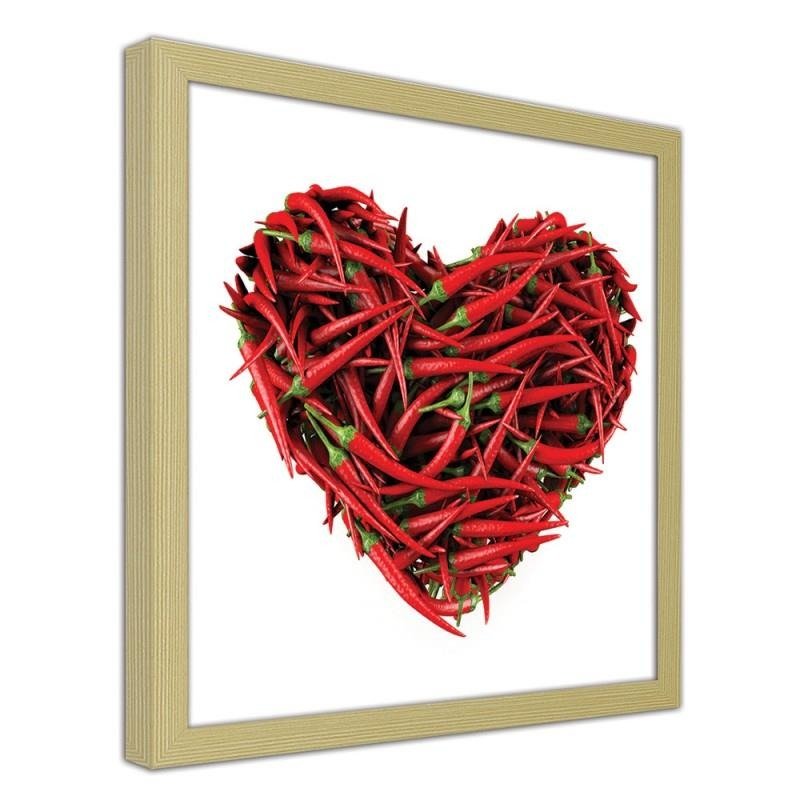Glezna bēšā rāmī - A spicy heart 