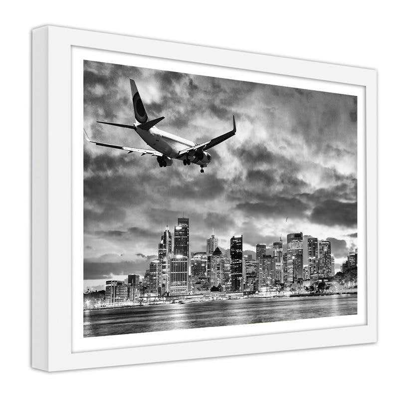 Glezna baltā rāmī - The plane over Sydney 