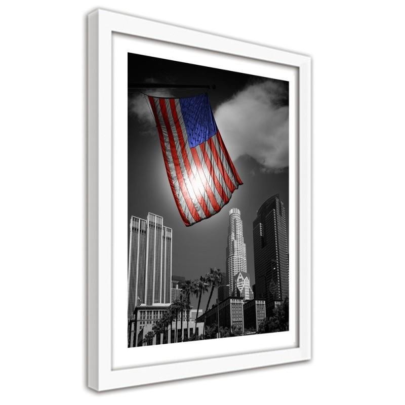 Glezna baltā rāmī - United States of America flag 