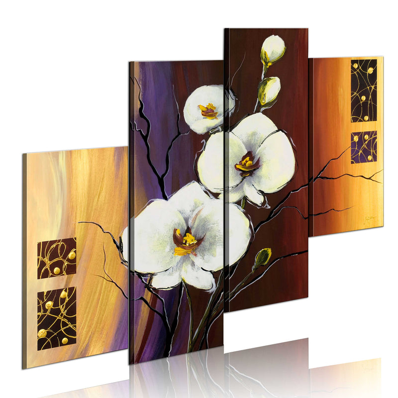 Ar rokām gleznota Kanva - White orchid