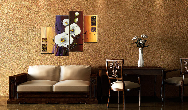 Ar rokām gleznota Kanva - White orchid
