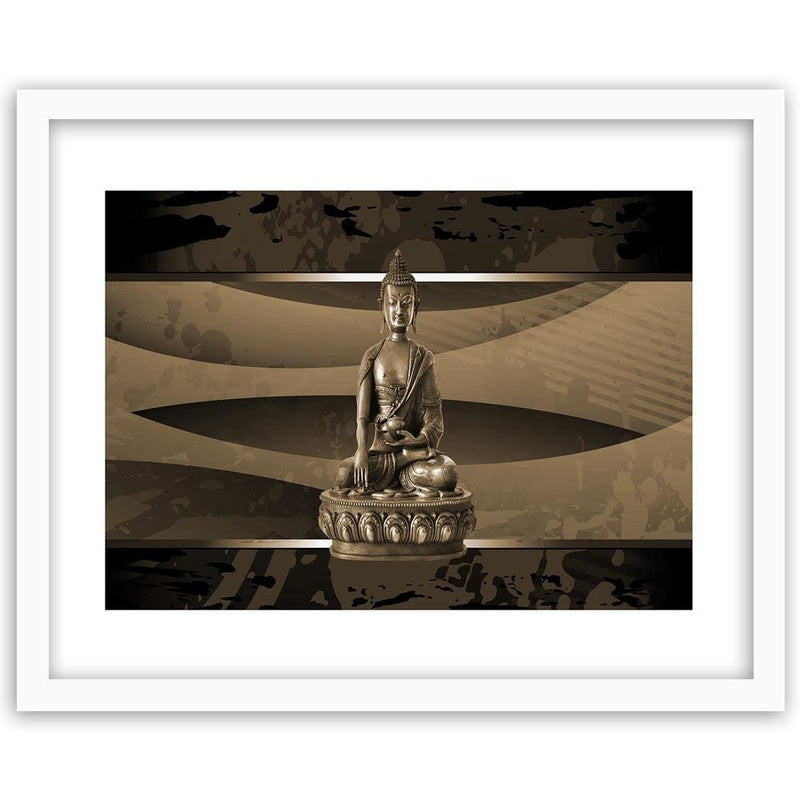 Glezna baltā rāmī - Buddha On An Abstract Background 