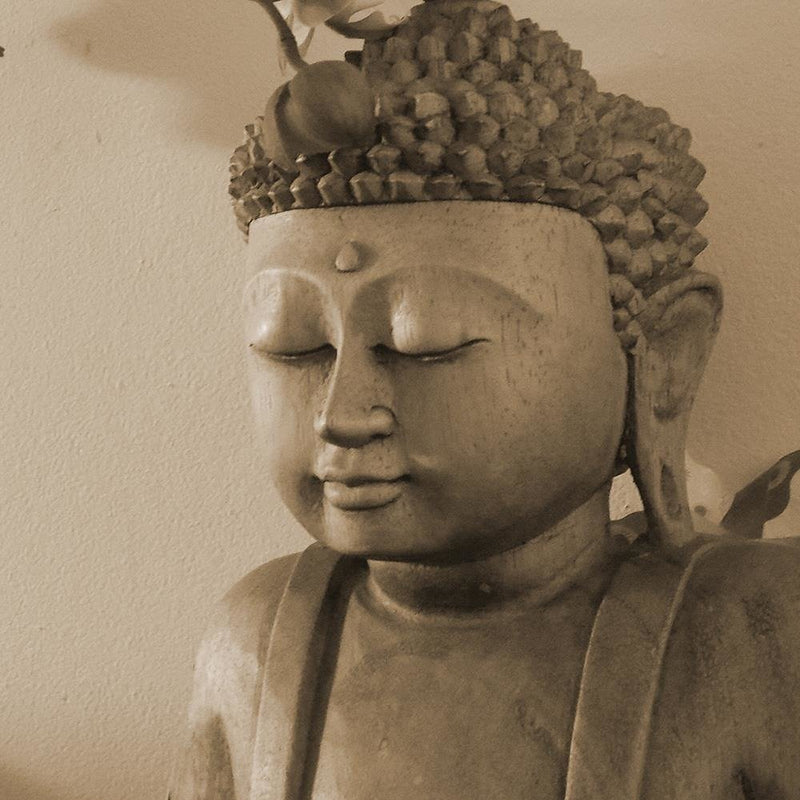 Glezna baltā rāmī - Buddha With Orchid 