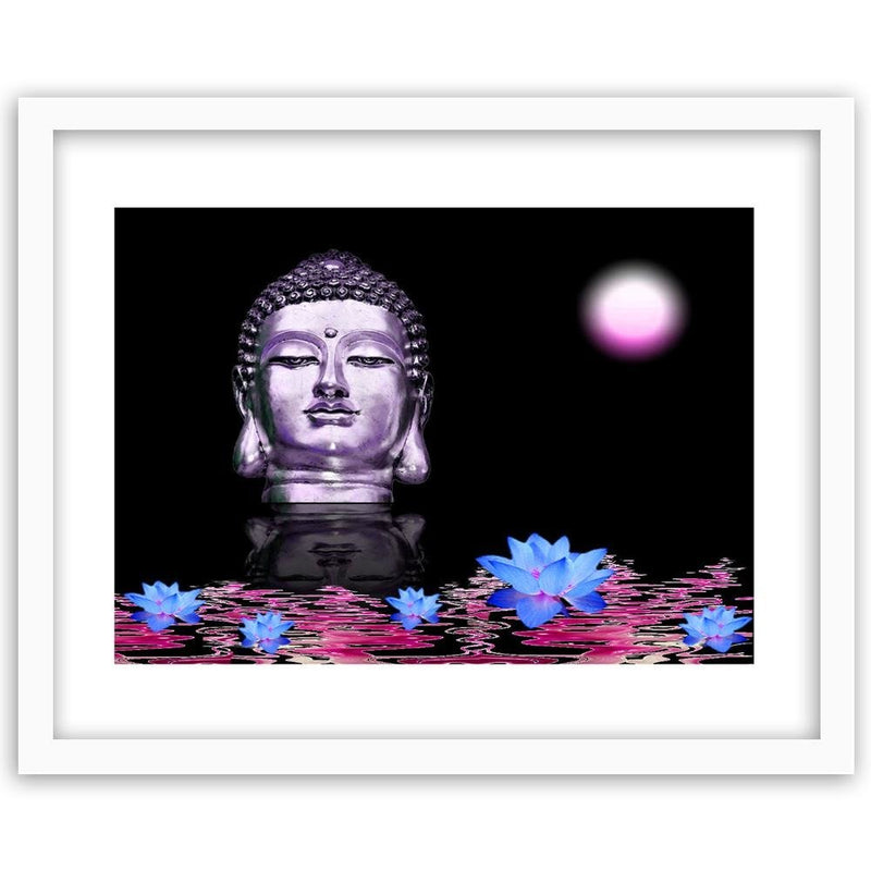 Glezna baltā rāmī - Buddha At Sunset 