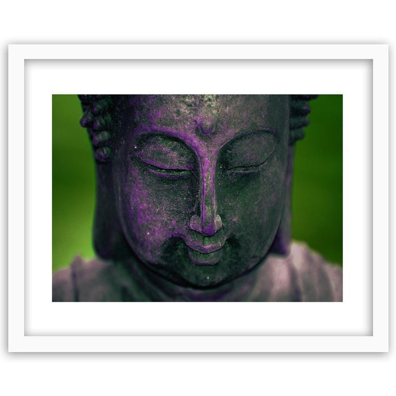 Glezna baltā rāmī - Purple Buddha Head 