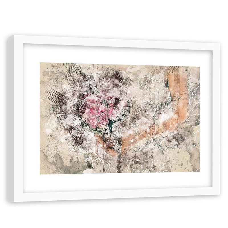 Glezna baltā rāmī - A Bouquet Of Flowers Abstraction 