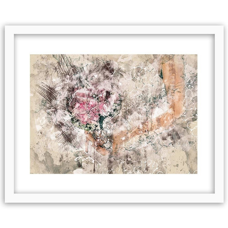 Glezna baltā rāmī - A Bouquet Of Flowers Abstraction 