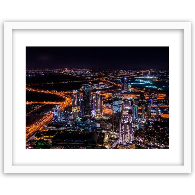 Glezna baltā rāmī - Dubai At Night 