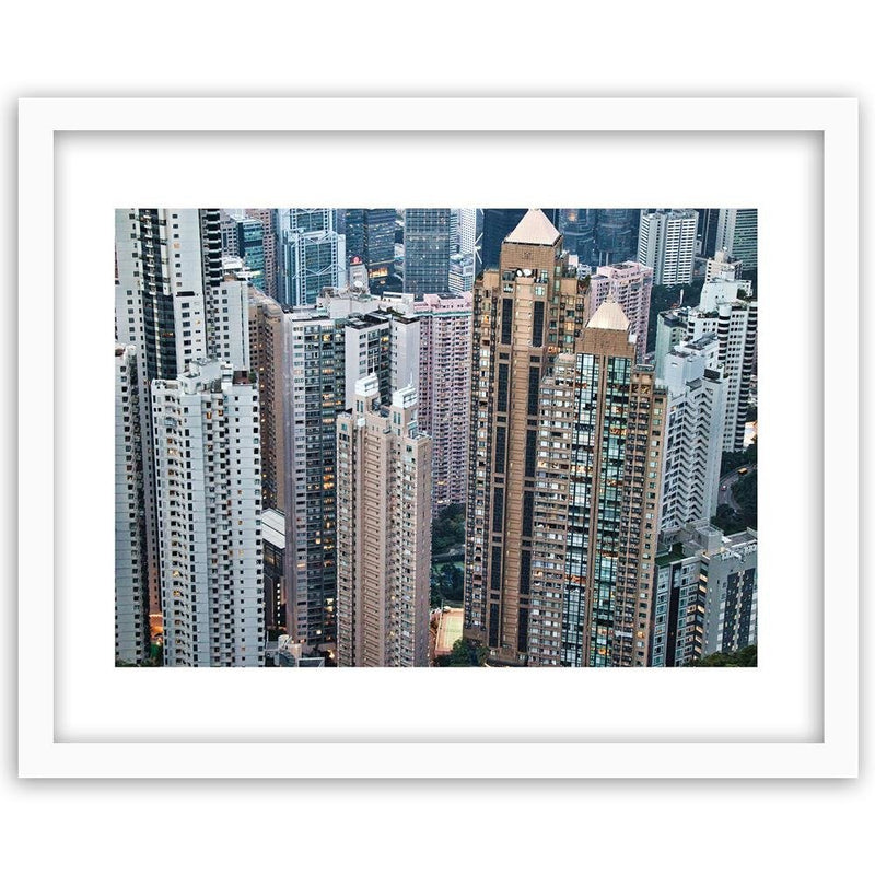 Glezna baltā rāmī - Skyscrapers In Hong Kong 