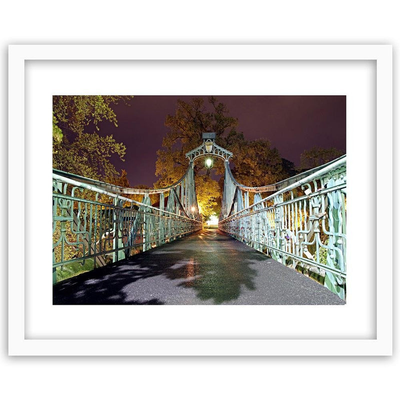 Glezna baltā rāmī - Old Bridge With A Lantern 