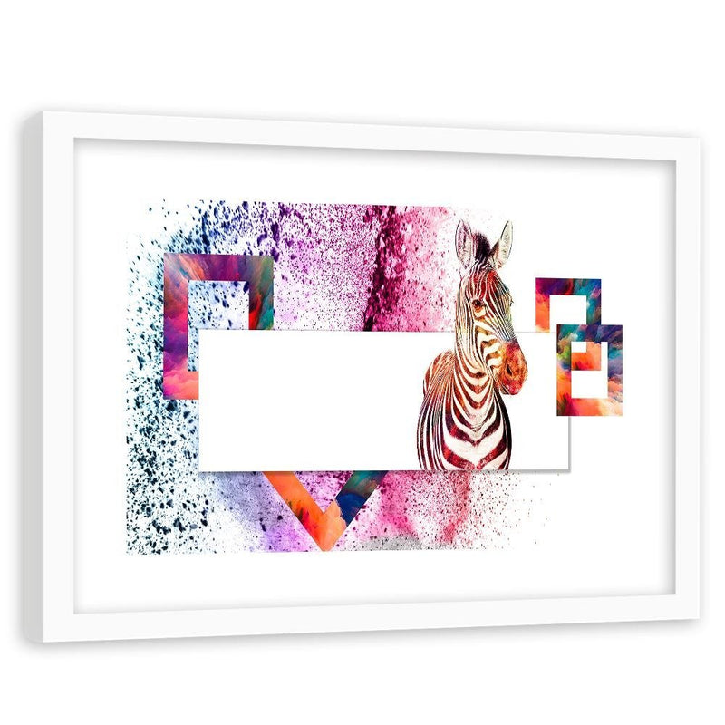 Glezna baltā rāmī - Colorful Zebra 