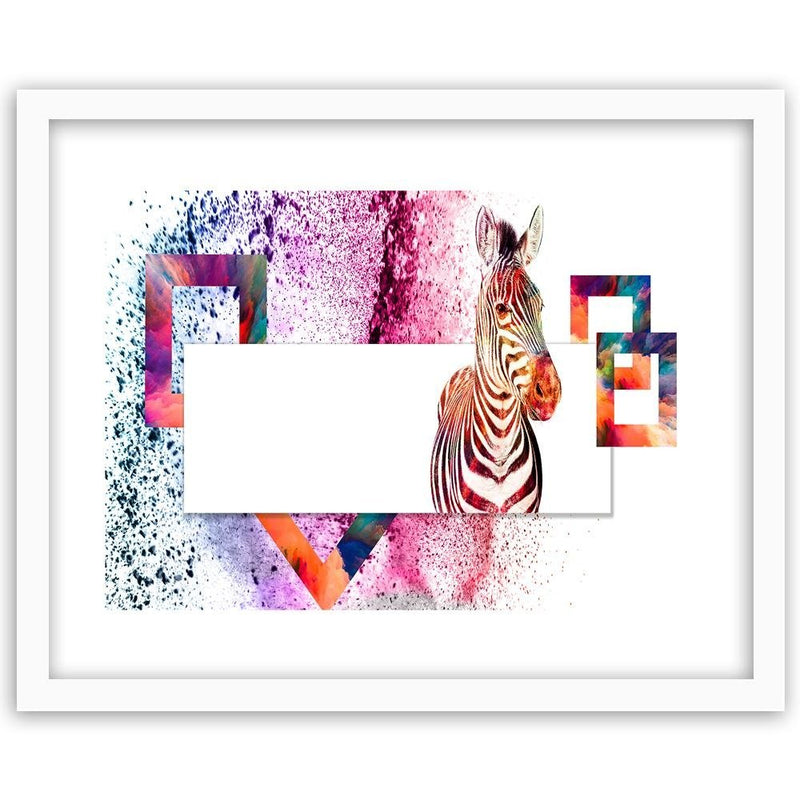 Glezna baltā rāmī - Colorful Zebra 