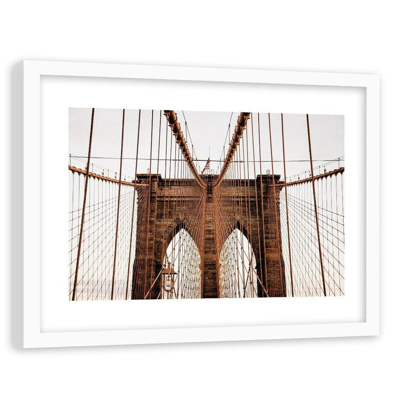 Glezna baltā rāmī - Brooklyn Bridge In New York City 