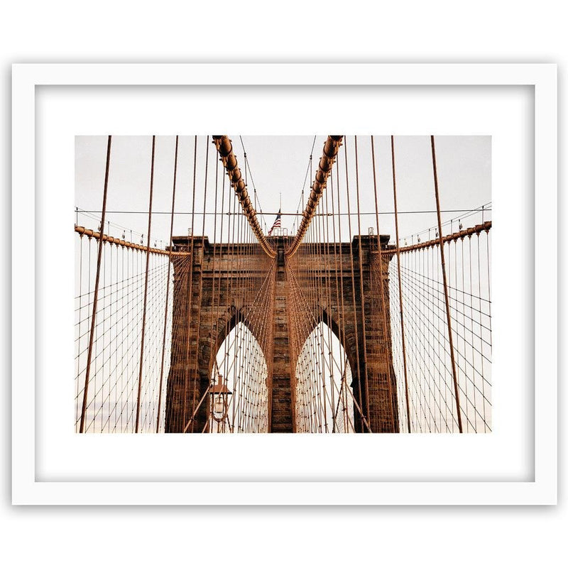 Glezna baltā rāmī - Brooklyn Bridge In New York City 