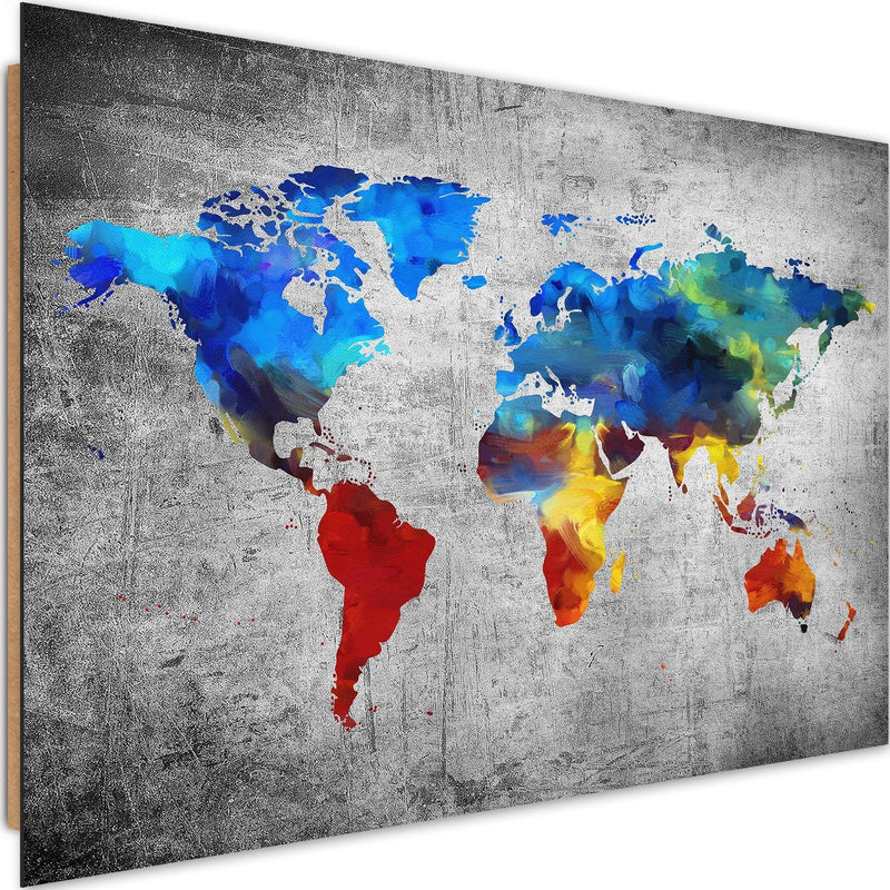 Dekoratīvais panelis - Map Of The World Painted On The Concrete 
