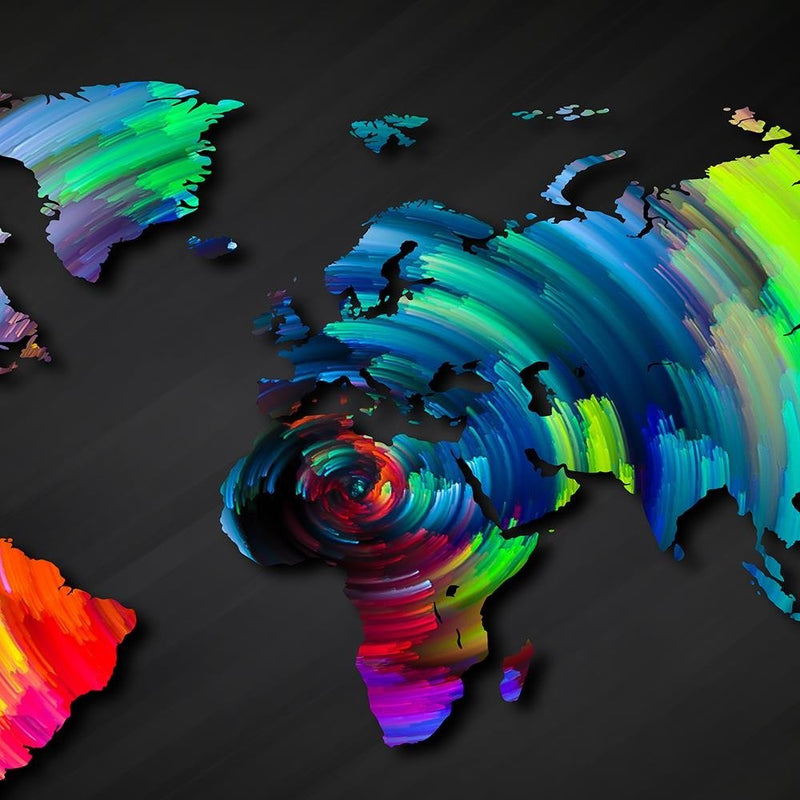 Glezna baltā rāmī - Map Of The World With Many Colors 