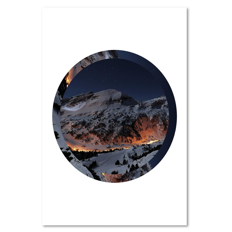 Dekoratīvais panelis - SnowCapped Mountains Circle 