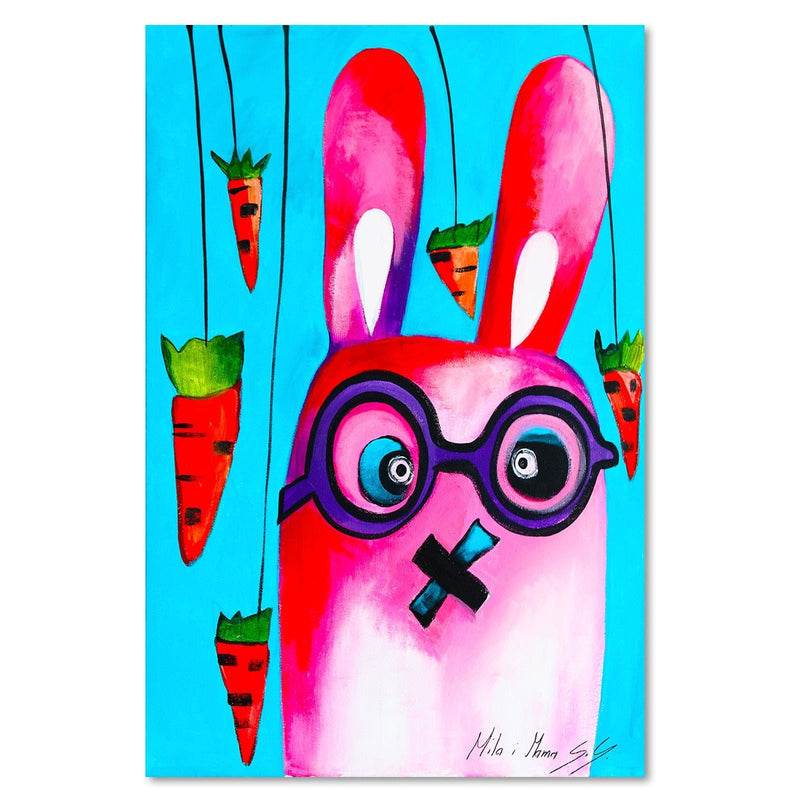 Dekoratīvais panelis - Pink Bunny Wearing Glasses 