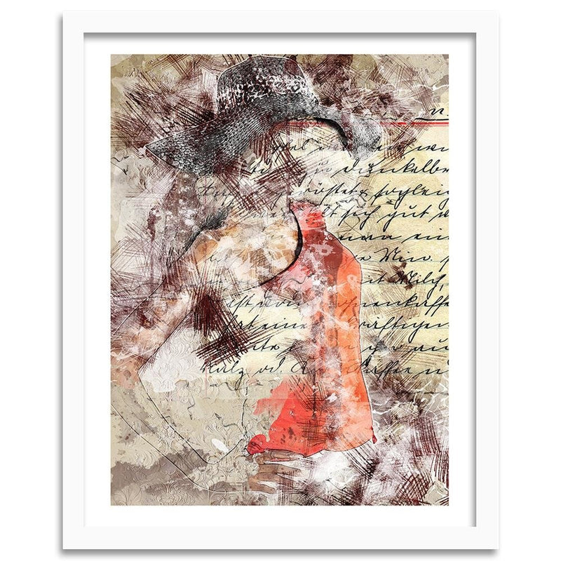 Glezna baltā rāmī - A Woman In A Hat Abstraction 