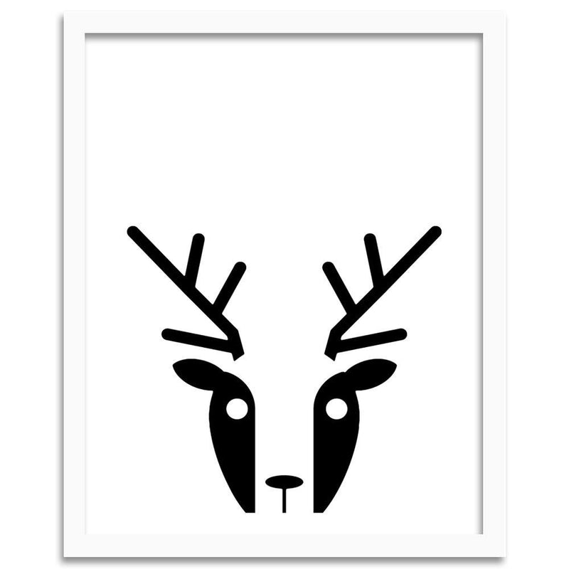 Glezna baltā rāmī - Contrast Deer 