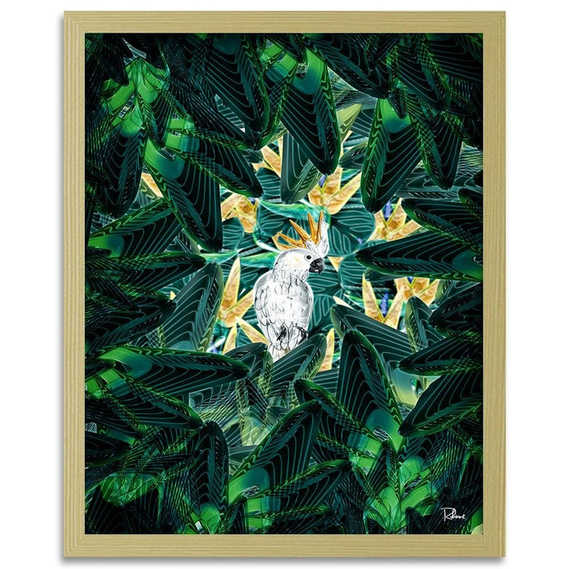 Glezna bēšā rāmī - Cockatoo Image Tropical Green 