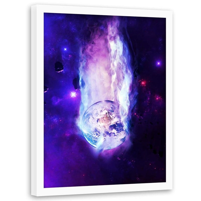 Glezna baltā rāmī - Space Wall Art Purple 