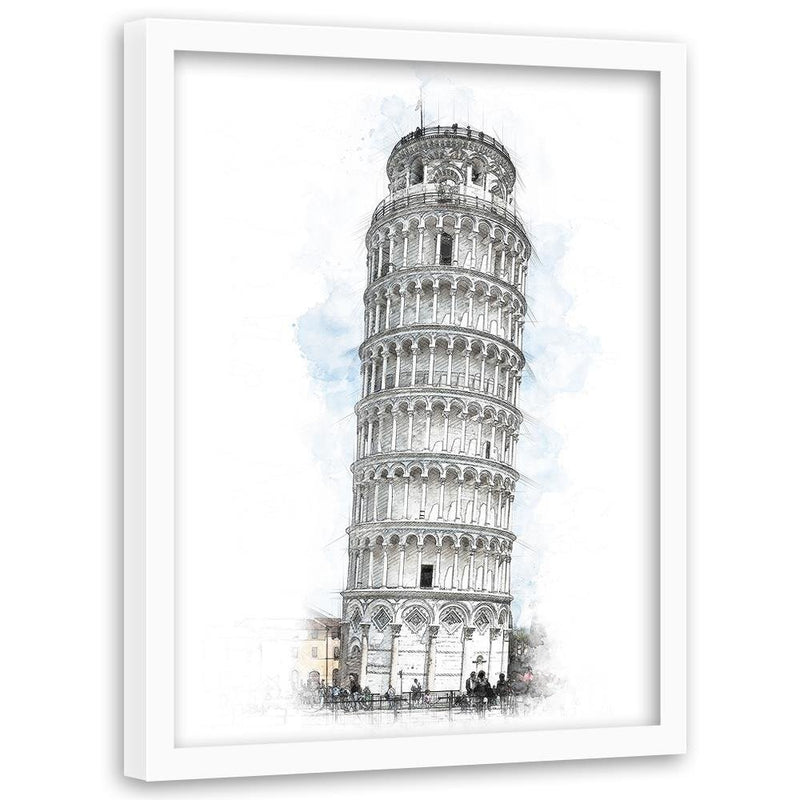 Glezna baltā rāmī - Leaning Tower Grey 