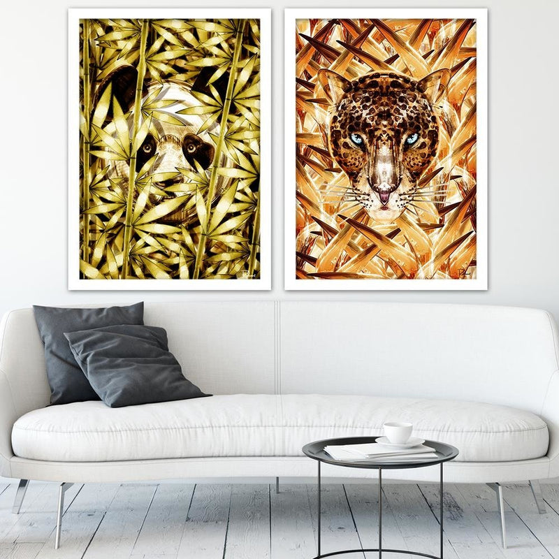 Glezna baltā rāmī - Cheetah Image Animal Print Orange 