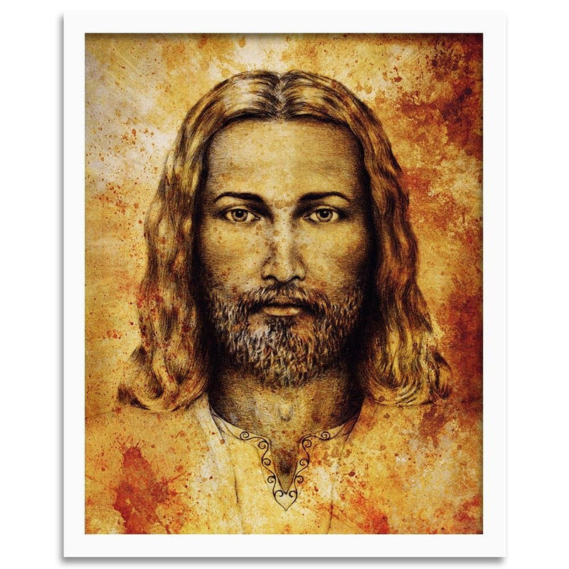 Glezna baltā rāmī - The Shroud Of Turin Face Of Jesus Christ 