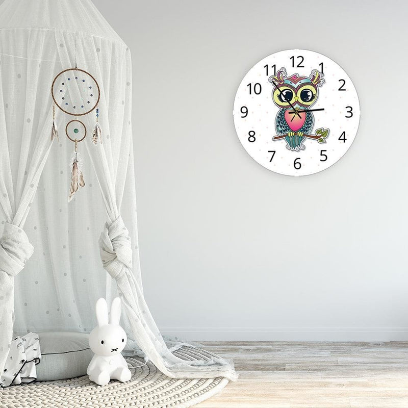 Dekoratīvais sienas pulkstenis Colourful owl  