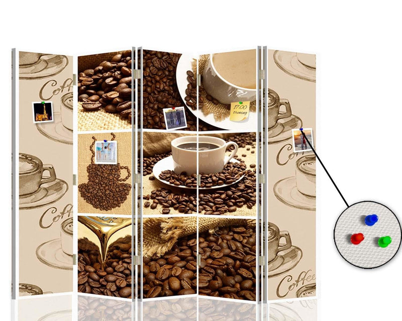 Aizslietnis, 5 paneļi, Divpusējs, kanva, korķa panelis, Coffee 1 