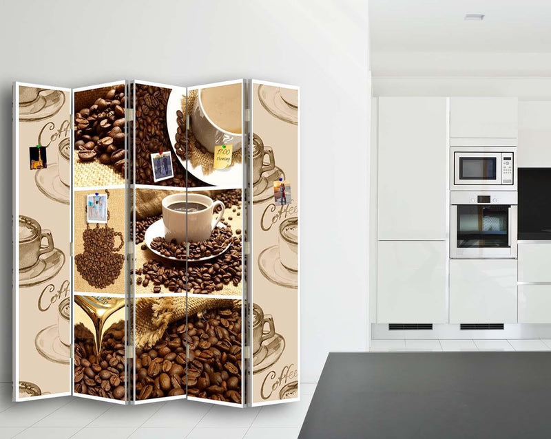 Aizslietnis, 5 paneļi, Divpusējs, kanva, korķa panelis, Coffee 1 