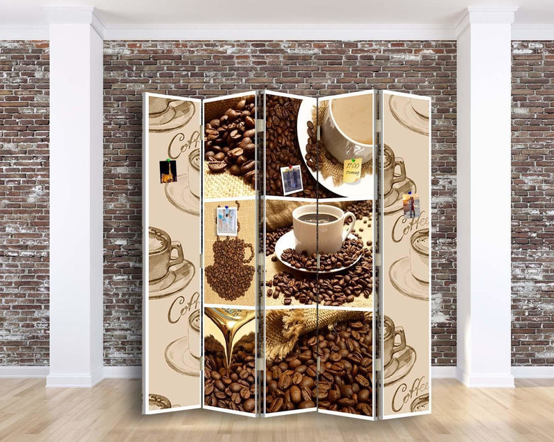 Aizslietnis, 5 paneļi, Divpusējs, kanva, korķa panelis, Coffee 1 