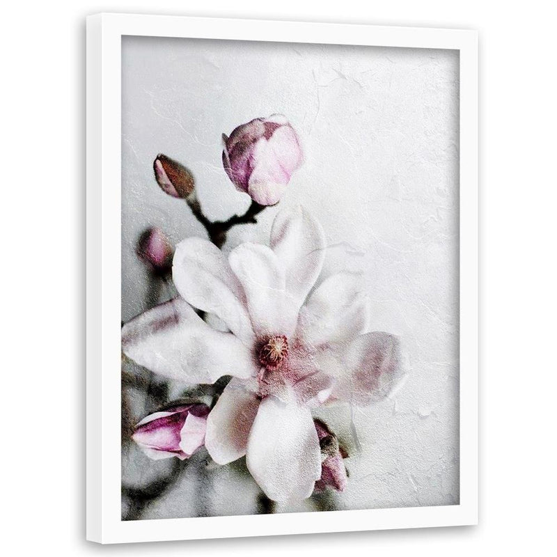 Glezna baltā rāmī - Magnolia Flower 