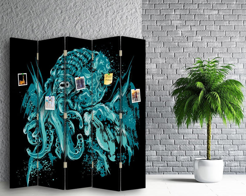 Aizslietnis, 5 paneļi, Vienpusīgs, kanva, korķa panelis, Space octopus. 